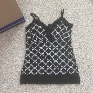Vintage Chic Black and White Lace Camisole